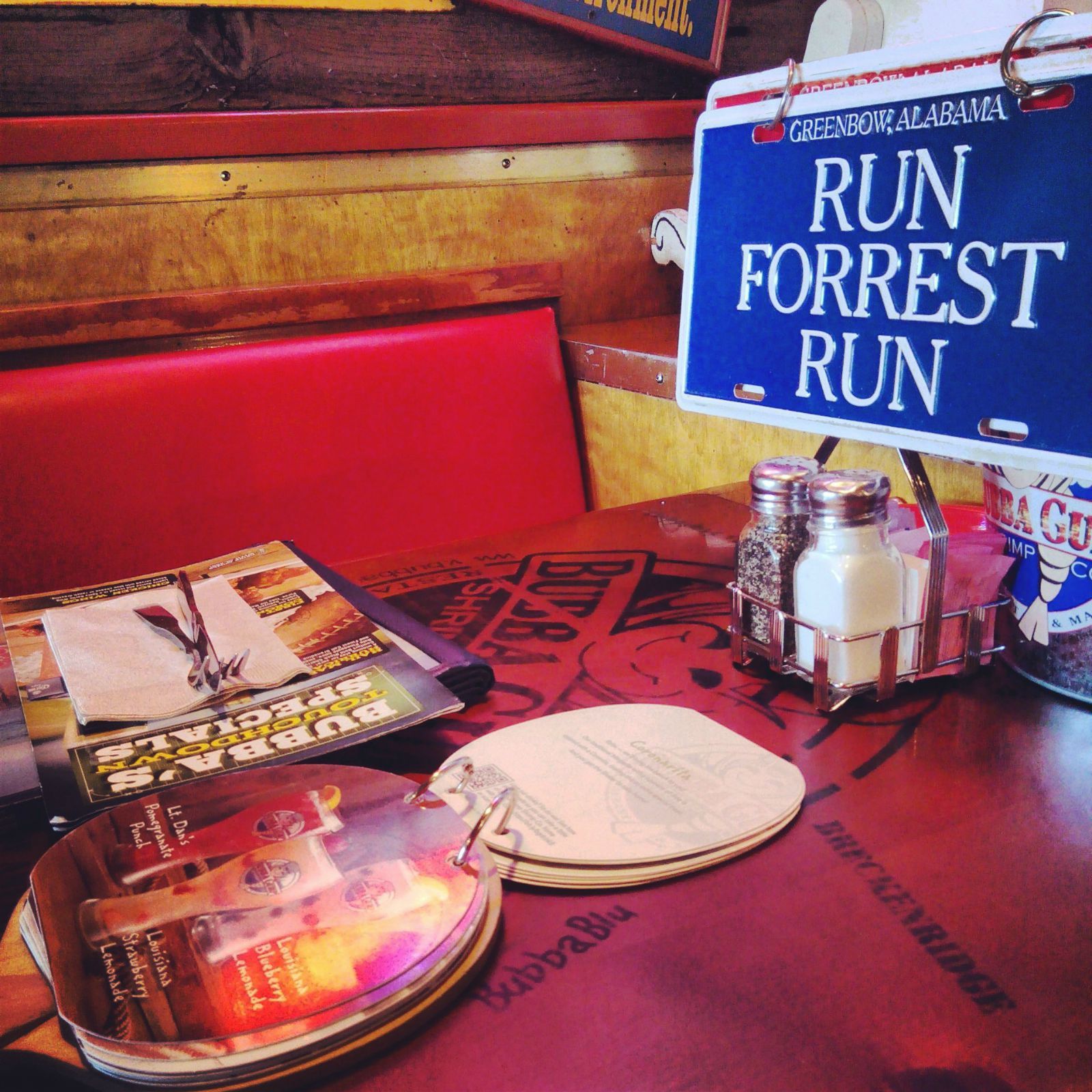 run forrest run,酒水单是乒乓球拍 bubba gump shrimp co.