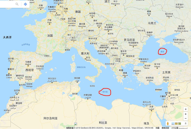 黑海红海地中海地图图片