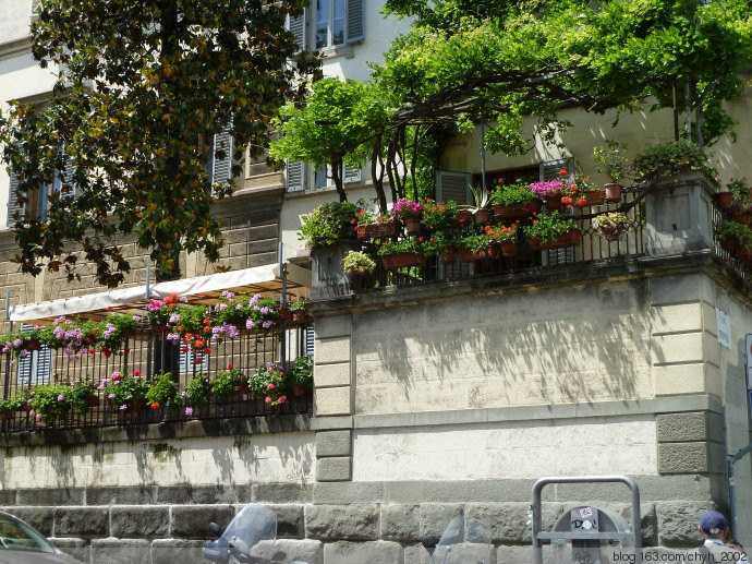 每家居民的窗台上都裁种著花卉,佛罗伦萨就是"花之都"的意思.